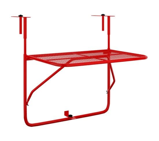 Table De Balcon Rouge 60x40 Cm Acier