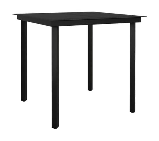 Table De Jardin Noir 80x80x74 Cm Acier Et Verre