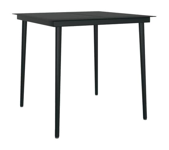 Table à Dîner De Jardin Noir 80x80x74 Cm Acier Et Verre