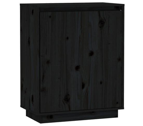 Buffet Noir 60x34x75 Cm Bois Massif De Pin