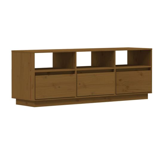 Meuble TV Marron Miel 140x37x50 Cm Bois De Pin Massif