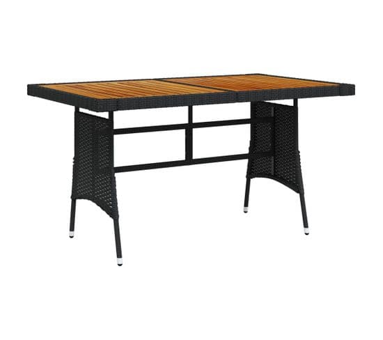 Table De Jardin Noir 130x70x72 Cm Résine Tressée Et Acacia