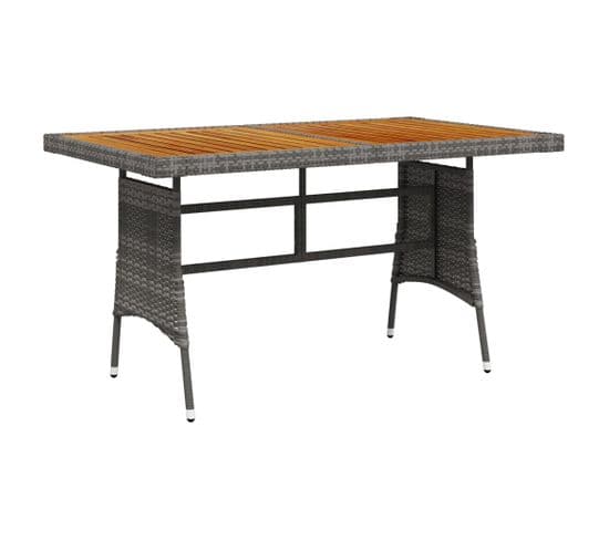 Table De Jardin Gris 130x70x72 Cm Résine Tressée Et Acacia