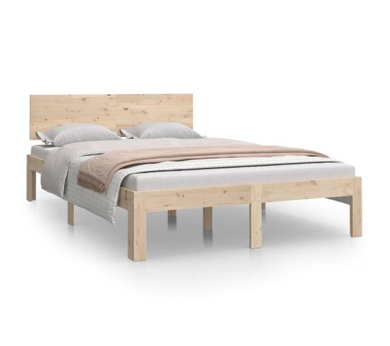 Cadre De Lit Bois Massif 120x190 Cm Petit Double