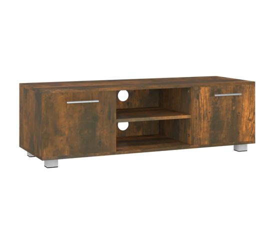 Meuble TV Chêne Fumé 110x40x35 Cm Bois Contreplaqué