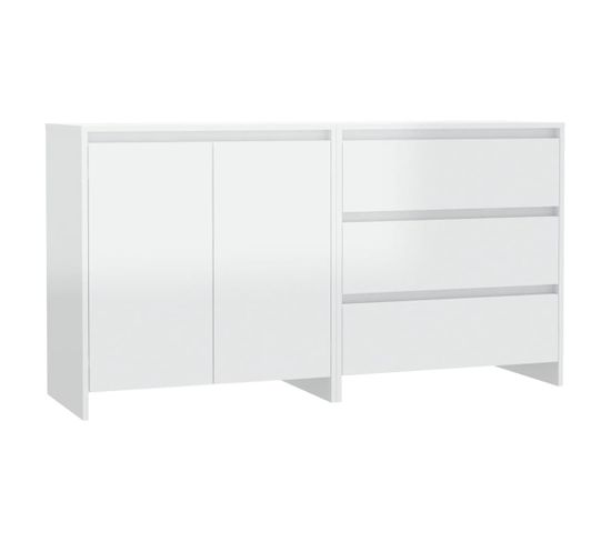 Buffets 2 Pièces Blanc Brillant Bois D'ingénierie