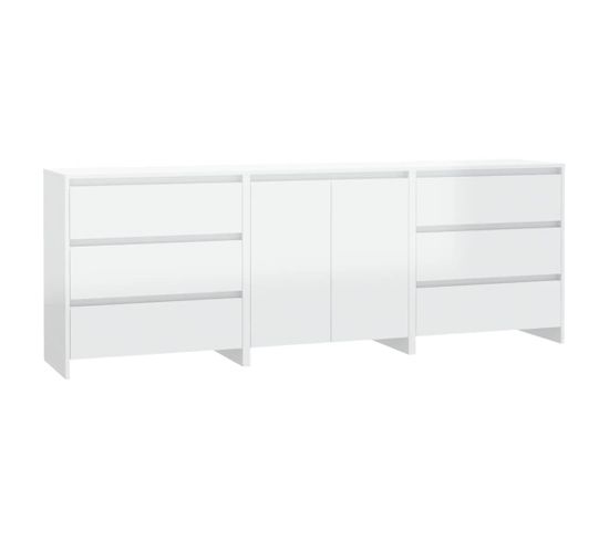 Buffets 3 Pièces Blanc Brillant Bois D'ingénierie