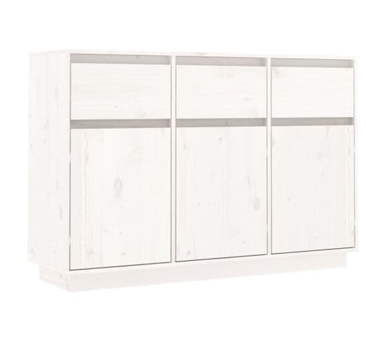 Buffet Blanc 110x34x75 Cm Bois Massif De Pin