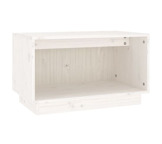 Meuble TV Blanc 60x35x35 Cm Bois De Pin Massif