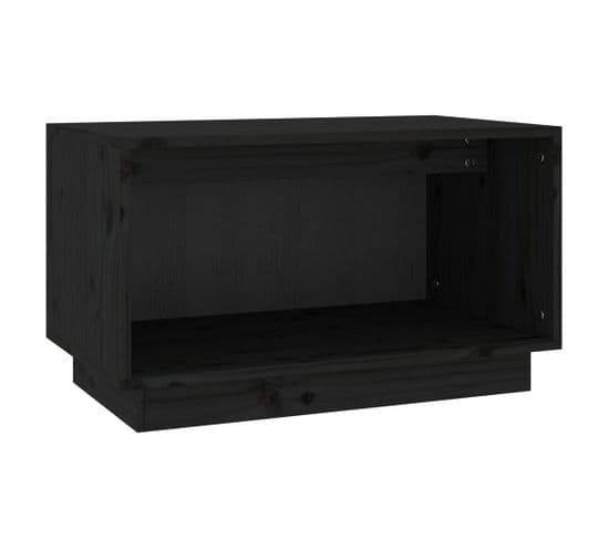 Meuble TV Noir 60x35x35 Cm Bois De Pin Massif