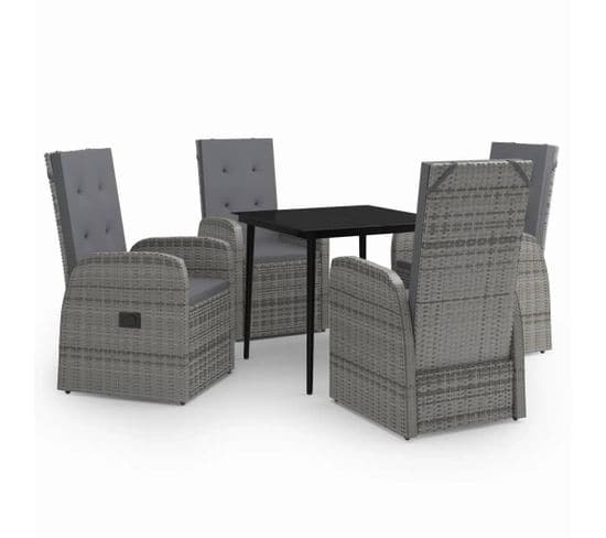 Ensemble De Salle à Manger De Jardin Avec Coussins 5 PCs Gris