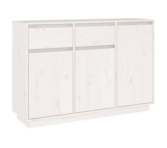 Buffet Blanc 110x34x75 Cm Bois Massif De Pin