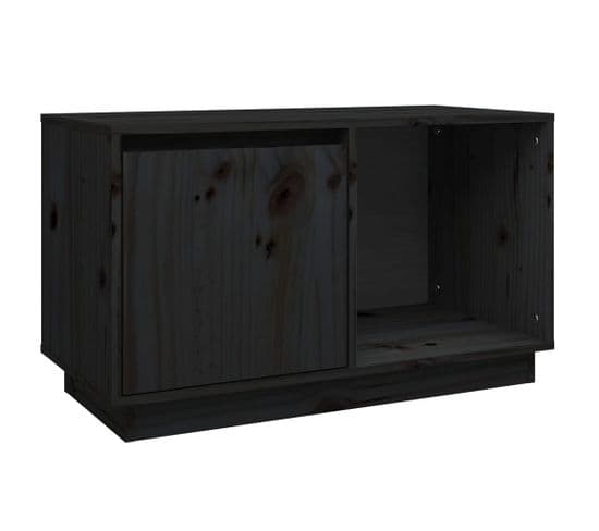 Meuble TV Noir 74x35x44 Cm Bois De Pin Massif