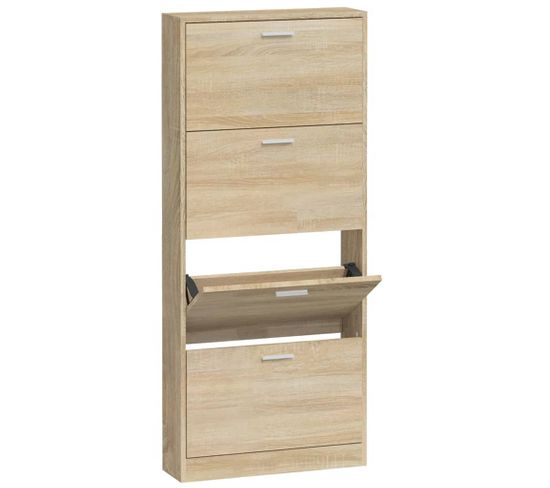 Armoire à Chaussures Chêne 59x17x150 Cm Bois Contreplaqué