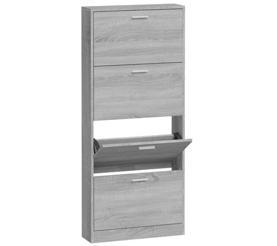 Armoire à Chaussures Sonoma Gris 59x17x150 Cm Bois Contreplaqué