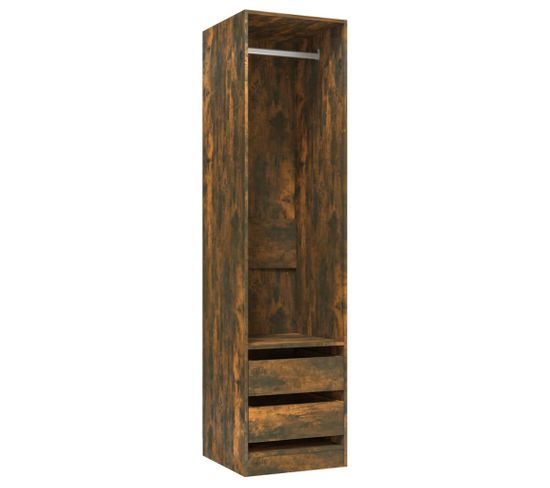 Armoire Avec Tiroirs Chêne Fumé 50x50x200 Cm Bois Contreplaqué