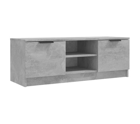 Meuble TV Gris Béton 102x35x36,5 Cm Bois Contreplaqué