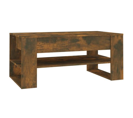 Table Basse Chêne Fumé 102x55x45 Cm Bois Contreplaqué