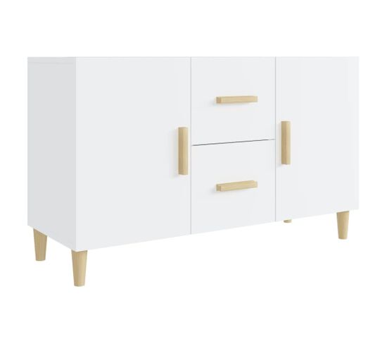 Buffet Blanc Brillant 100x36x60 Cm Bois D'ingénierie