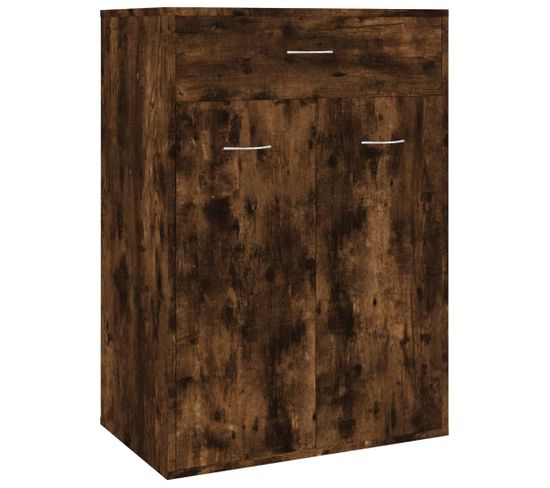 Armoire à Chaussures Chêne Fumé 60x35x84 Cm Bois Contreplaqué