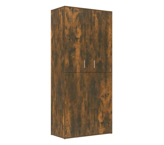 Armoire à Chaussures Chêne Fumé 80x39x178 Cm Bois Contreplaqué