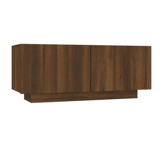 Meuble TV Chêne Marron 100x35x40 Cm Bois Contreplaqué