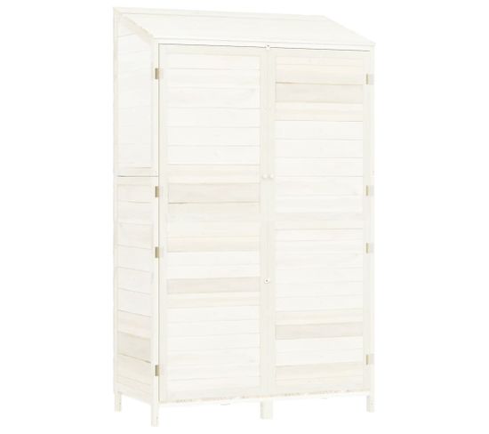 Remise De Jardin Blanc 102x52x174,5 Cm Bois De Sapin Solide