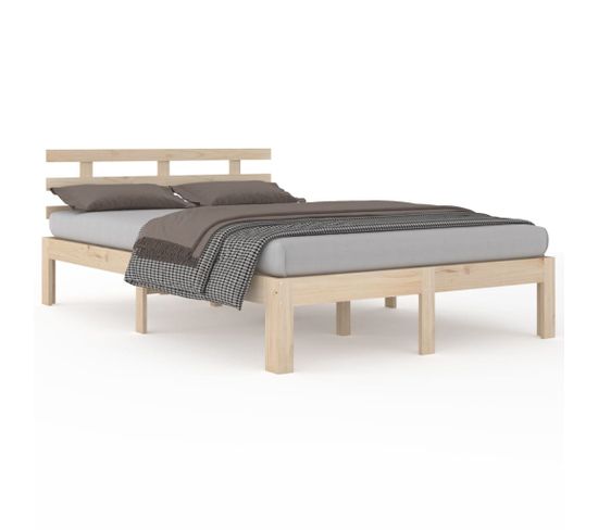 Cadre De Lit Bois Massif 135x190 Cm Double