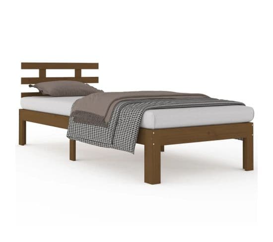 Cadre De Lit Marron Miel Bois Massif 100x200 Cm