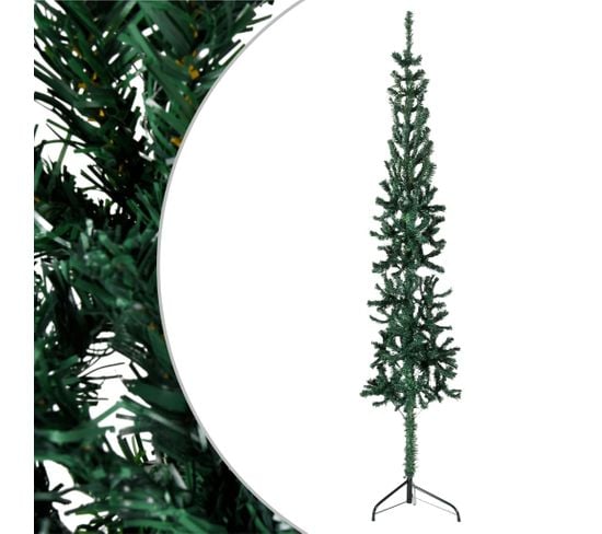 Demi Sapin De Noël Artificiel Mince Avec Support Vert 150 Cm