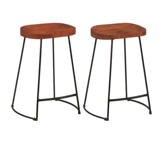 Tabourets De Bar Gavin Lot De 2 45x40x63cm Bois Massif Manguier