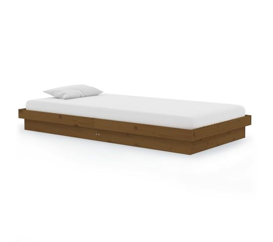 Cadre De Lit Marron Miel Bois Massif 100x200 Cm