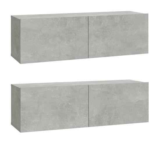 Meubles TV 2 Pièces Gris Béton 100x30x30 Cm Bois Contreplaqué