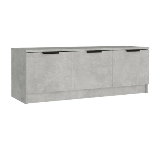 Meuble TV Gris Béton 102x35x36,5 Cm Bois Contreplaqué