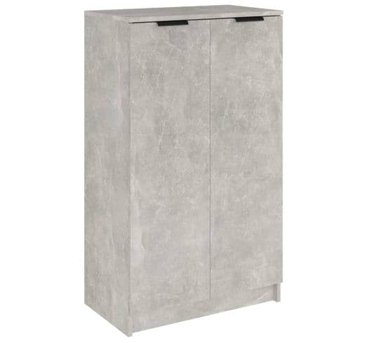 Armoire à Chaussures Gris Béton 59x35x100 Cm Bois Contreplaqué