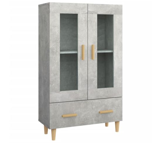 Buffet Gris Béton 70x31x115 Cm Bois D'ingénierie