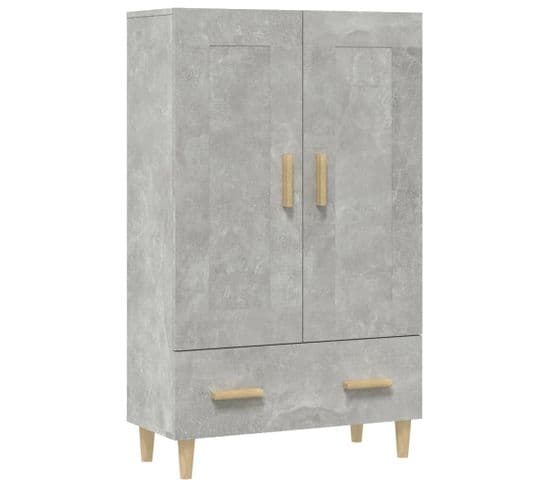 Buffet Haut Gris Béton 70x31x115 Cm Bois Contreplaqué