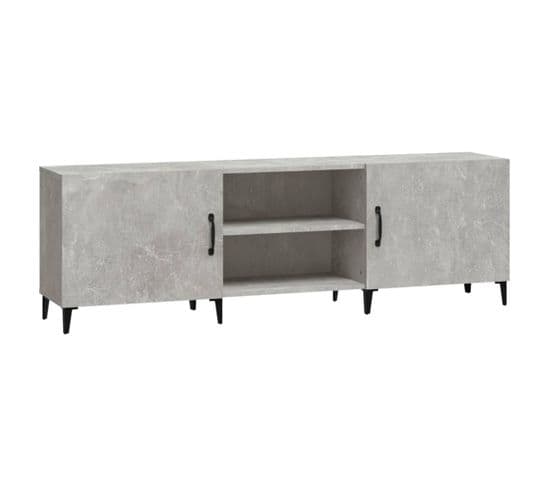 Meuble TV Gris Béton 150x30x50 Cm Bois Contreplaqué