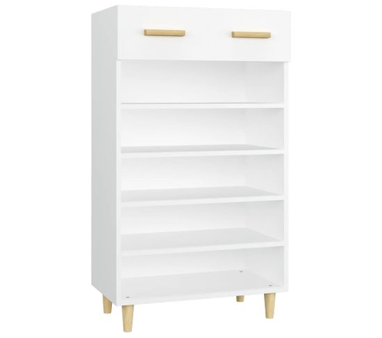 Armoire à Chaussures Blanc 60x35x105 Cm Bois Contreplaqué