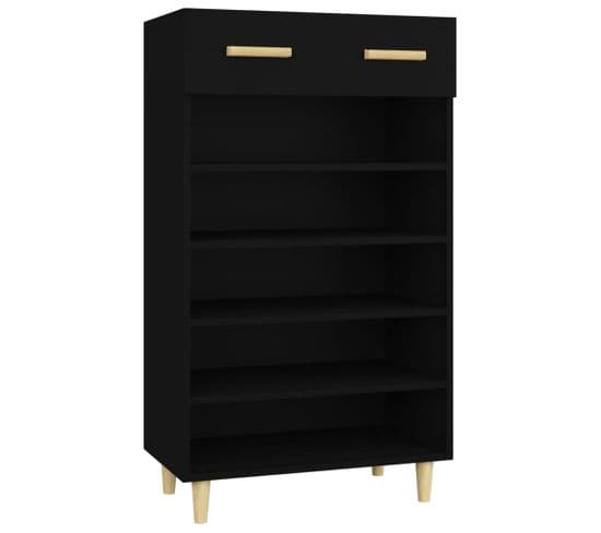 Armoire à Chaussures Noir 60x35x105 Cm Bois Contreplaqué