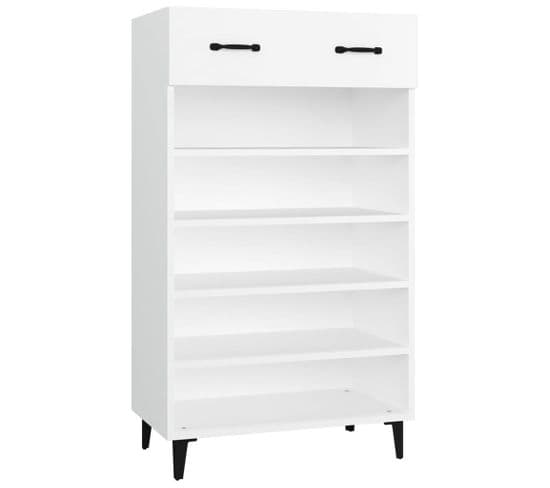 Armoire à Chaussures Blanc 60x35x105 Cm Bois Contreplaqué