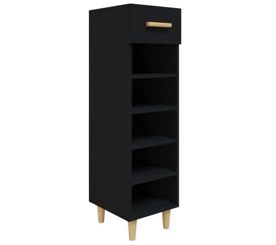 Armoire à Chaussures Noir 30x35x105 Cm Bois Contreplaqué