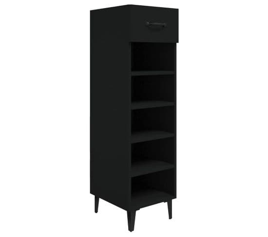 Armoire à Chaussures Noir 30x35x105 Cm Bois Contreplaqué