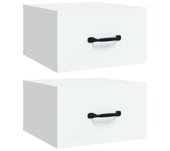 Tables De Chevet Murales 2 PCs Blanc 35x35x20 Cm