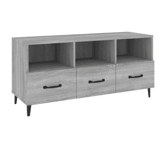 Meuble TV Sonoma Gris 102x35x50 Cm Bois Contreplaqué