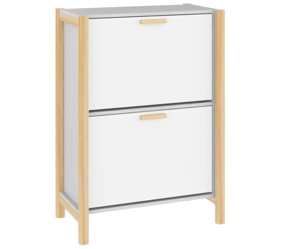 Armoire à Chaussures Blanc 57,5x33x80 Cm Bois Contreplaqué