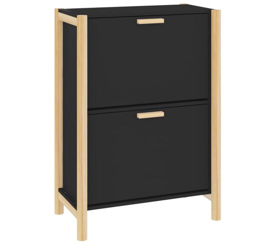 Armoire à Chaussures Noir 57,5x33x80 Cm Bois Contreplaqué