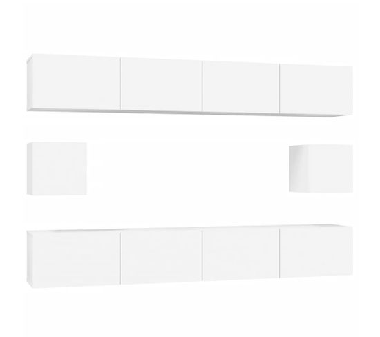 Ensemble De Meubles TV 6 PCs Blanc Bois D'ingénierie