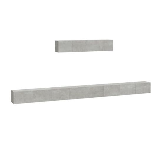 Ensemble De Meubles TV 6 PCs Gris Béton Bois D'ingénierie