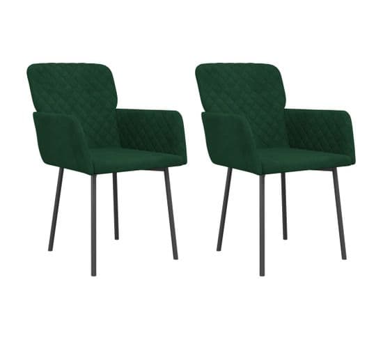 Chaises À Manger Lot De 2 Vert Foncé Velours